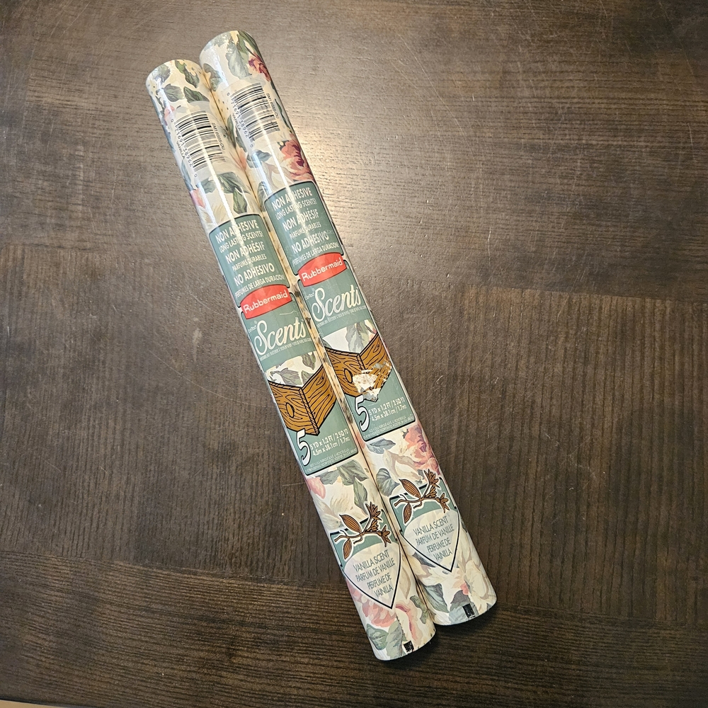 Vintage Rubbermaid Contact Scents Liner Floral 2 Rolls Vanilla Scent